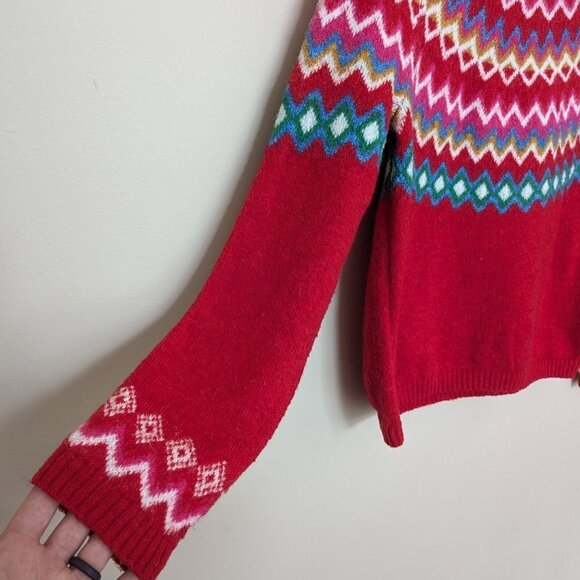 Croft & Barrow fair isle sweater petite small mock turtleneck - Picture 2 of 10